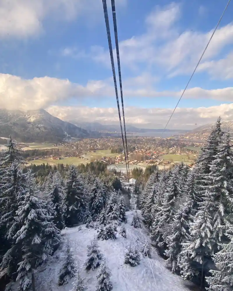 Swiss Alps cable car in winter